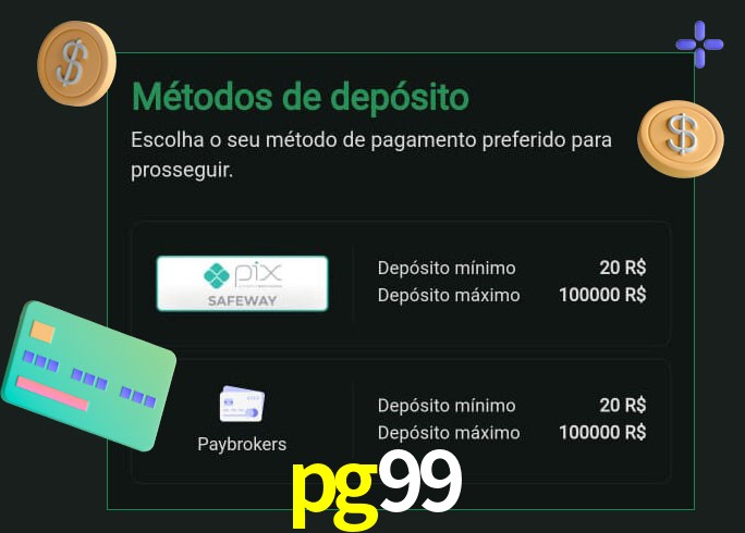 O cassino pg99 oferece uma grande variedade de métodos de pagamento